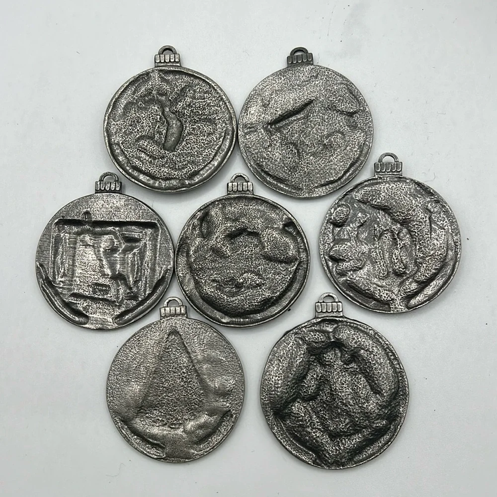 Lot 7 Taste Of Home Seasons Greetings Silver Tone Decor Collectible Ornaments